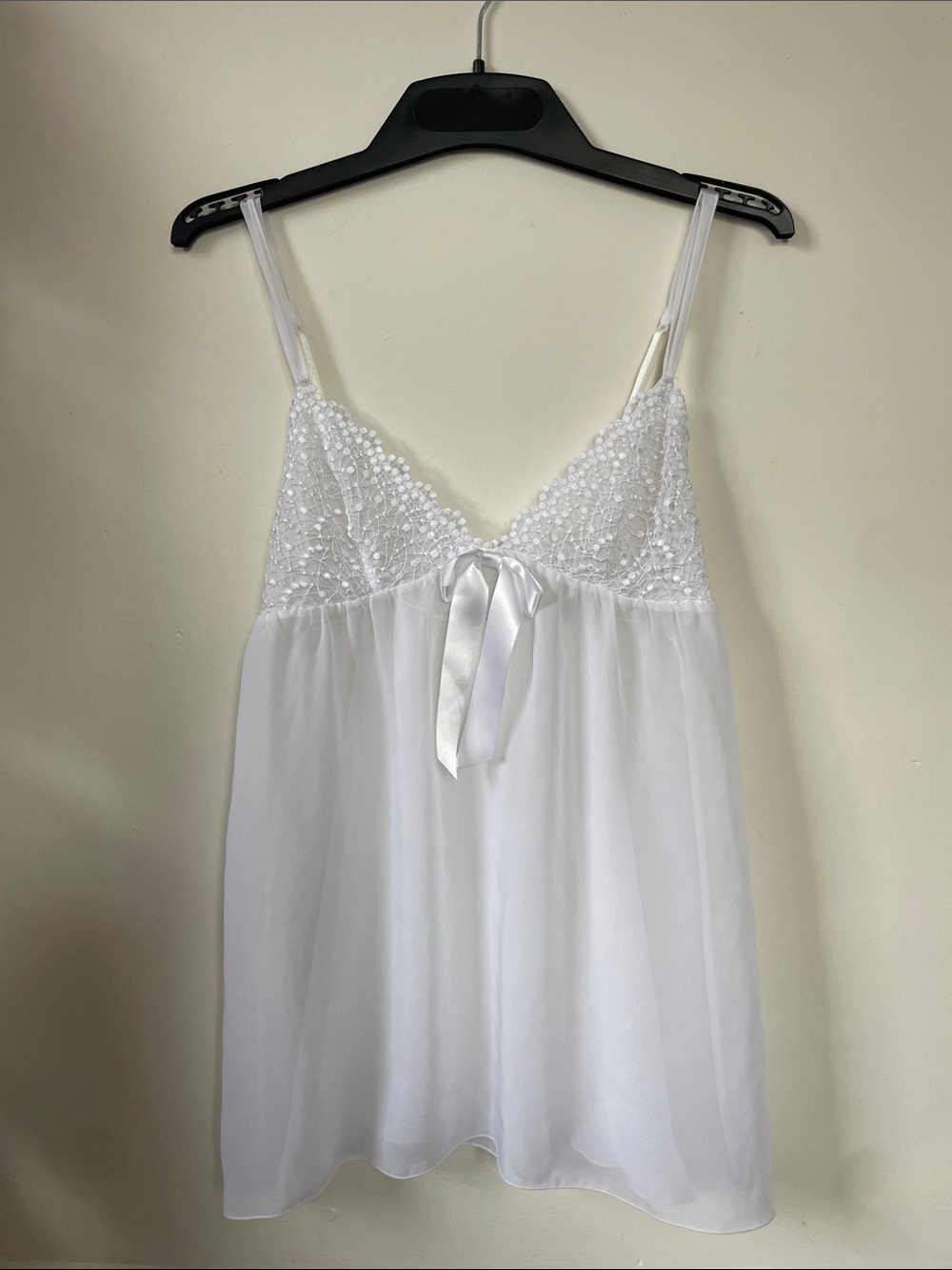 La SENZA White Lace Bodice Chiffon Chemise